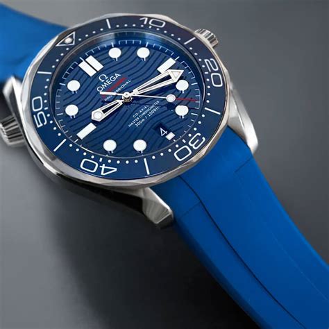 omega seamaster 300 strap blue rubber|genuine omega rubber strap.